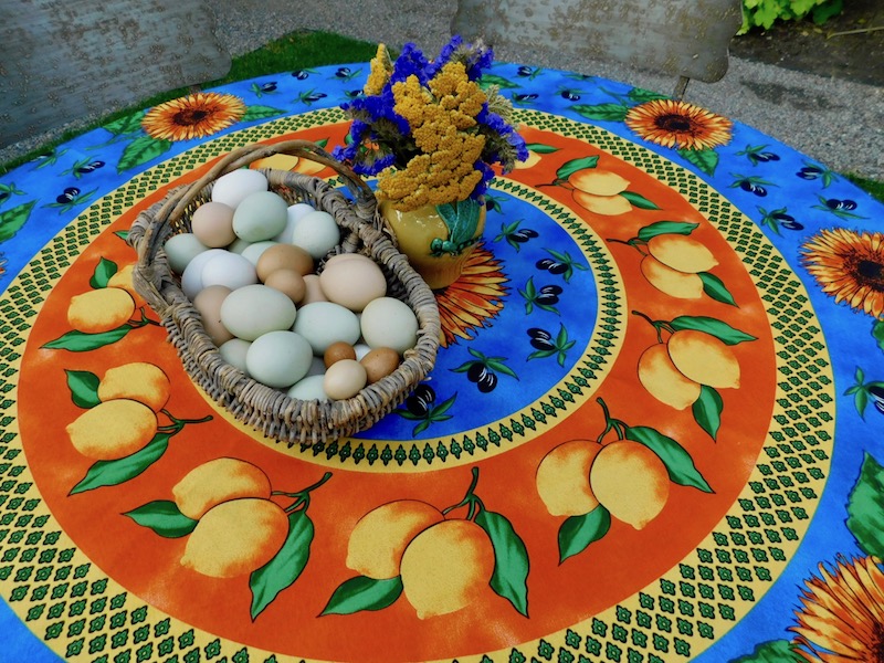 Huevos de gallina sobre mesa